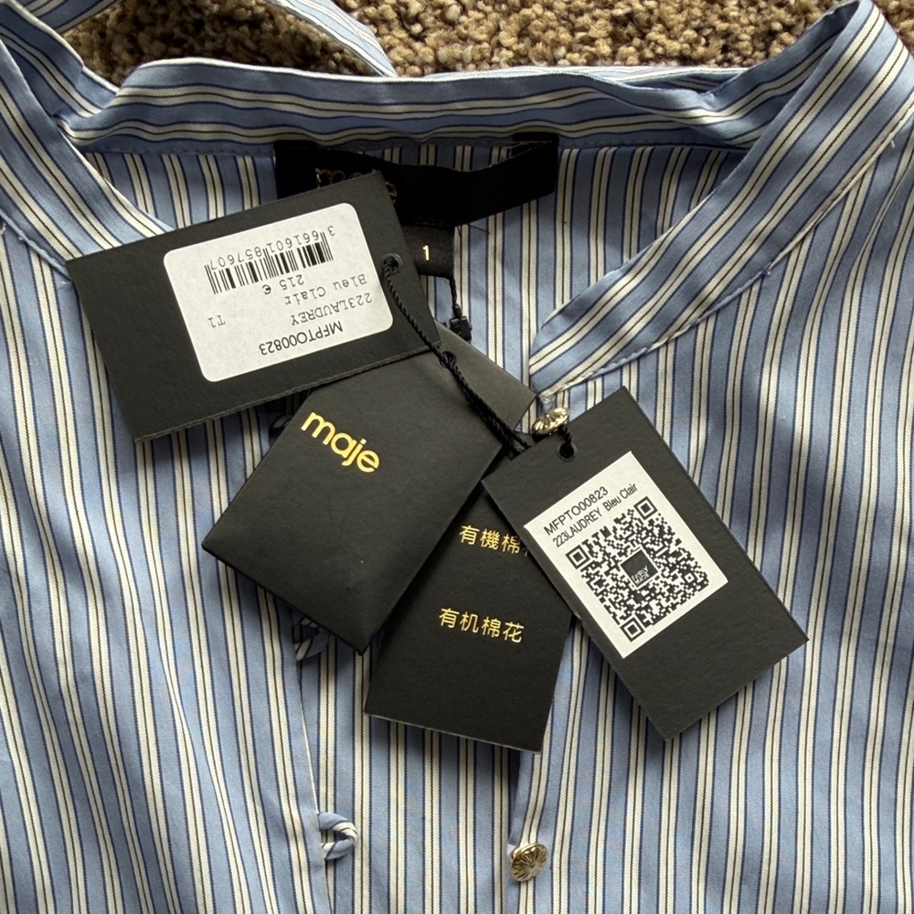 Maje Stripped Blue Blouse - Picture 11 of 17